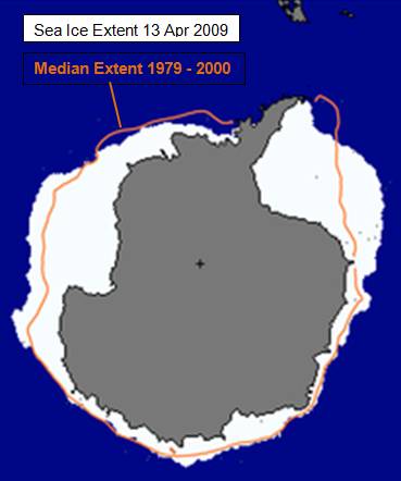 Surface des glaces antarctiques le 13/04/09